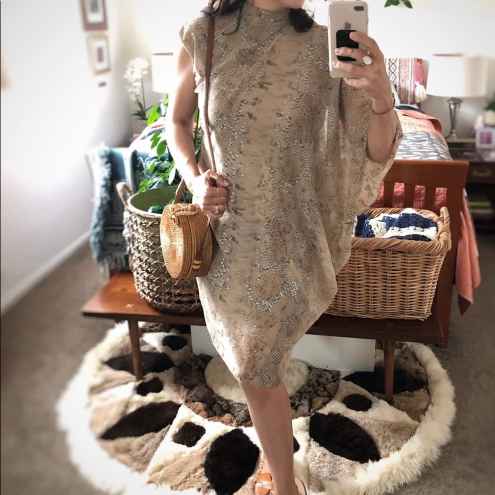 Elegant One Shoulder Snake Print Dress rare byVINNIK